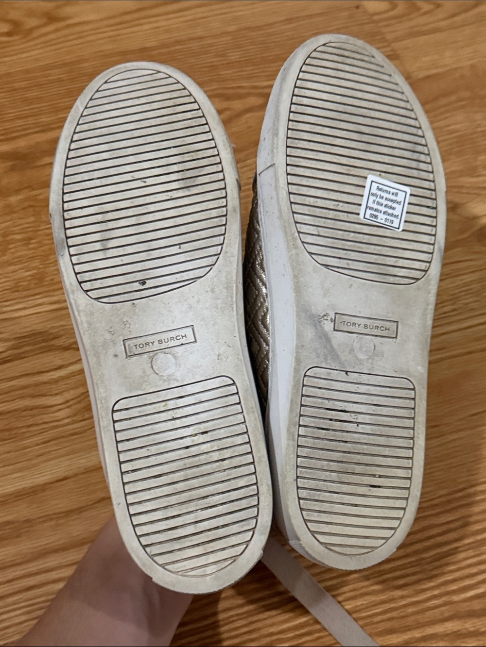 Tory Burch Quilted Metallic Gold Low-Top Sneakers - Picture 7 of 9